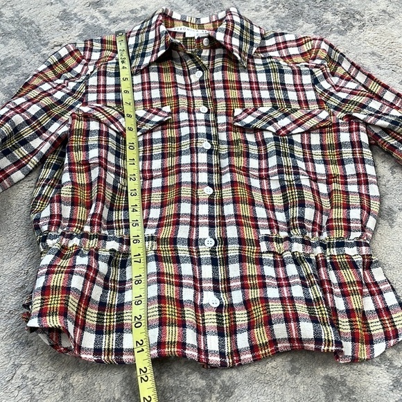 New Veronica Beard Shania Plaid Plaid Button Down Blouse Shirt Linen Fall Sz 0 - Picture 10 of 15